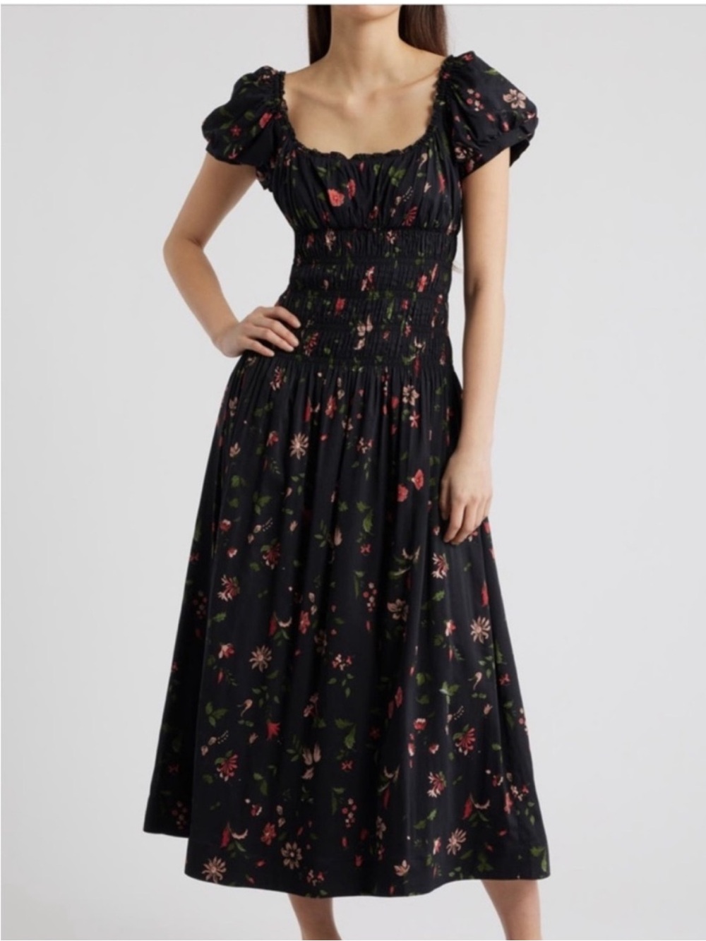 Reformation  Riva Shirred Midi Dress